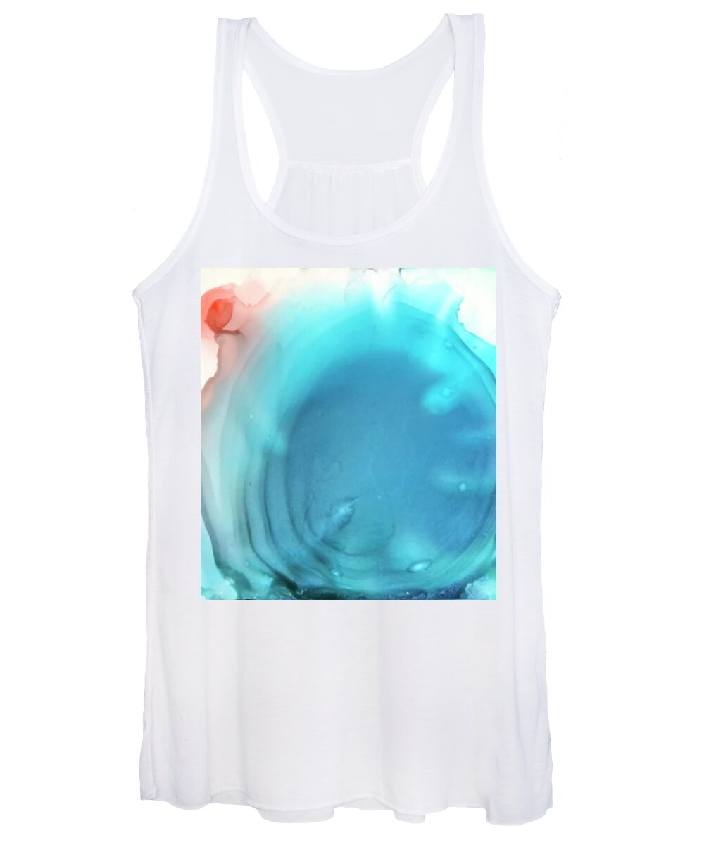 Blue Women's Tank Top featuring the painting Skipping stones by Eric Fischer