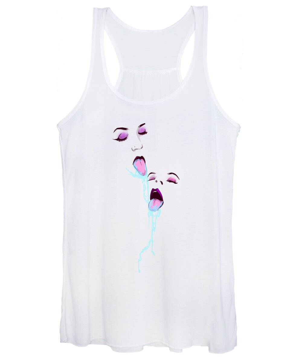 Spit Women's Tank Top featuring the drawing Spit Sisters by Ludwig Van Bacon