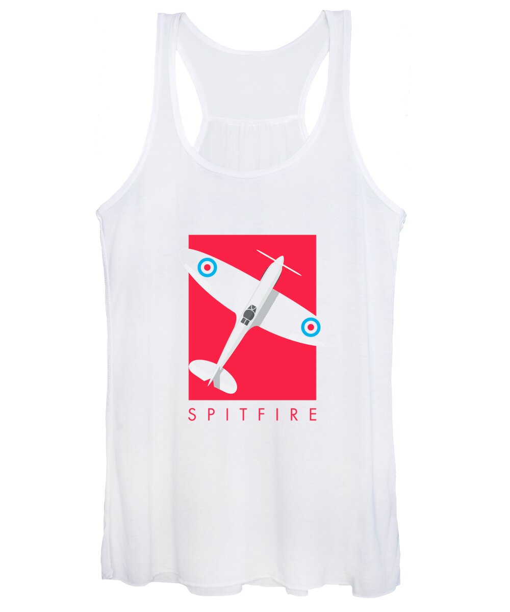 Spitfire Women's Tank Top featuring the digital art Spitfire WWII Fighter Aircraft - Crimson by Organic Synthesis