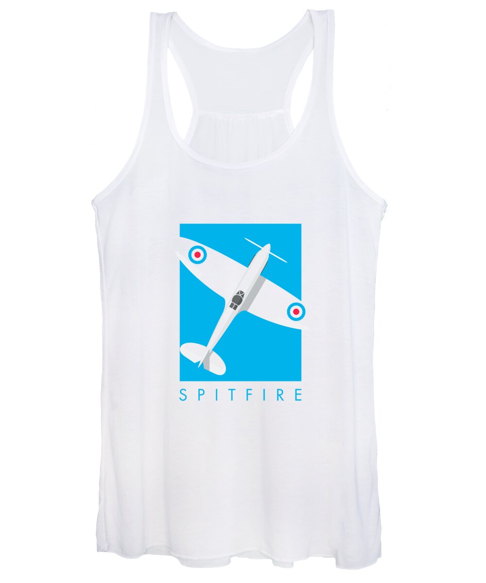 Spitfire Women's Tank Top featuring the digital art Spitfire WWII Fighter Aircraft - Cyan by Organic Synthesis
