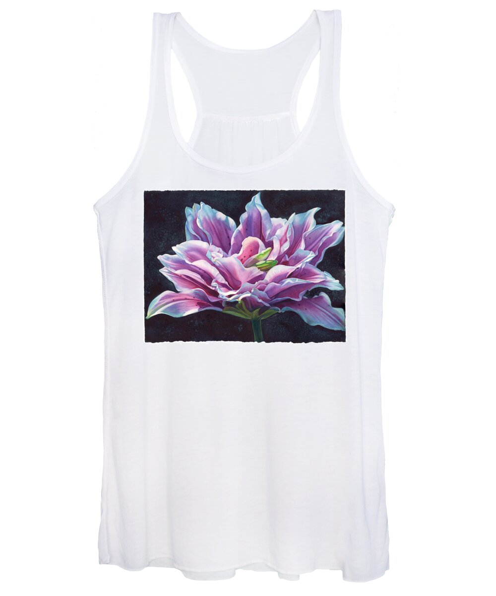 Watercolor Painting Women's Tank Top featuring the painting Starring LilyRose with deckle edge by Sandy Haight
