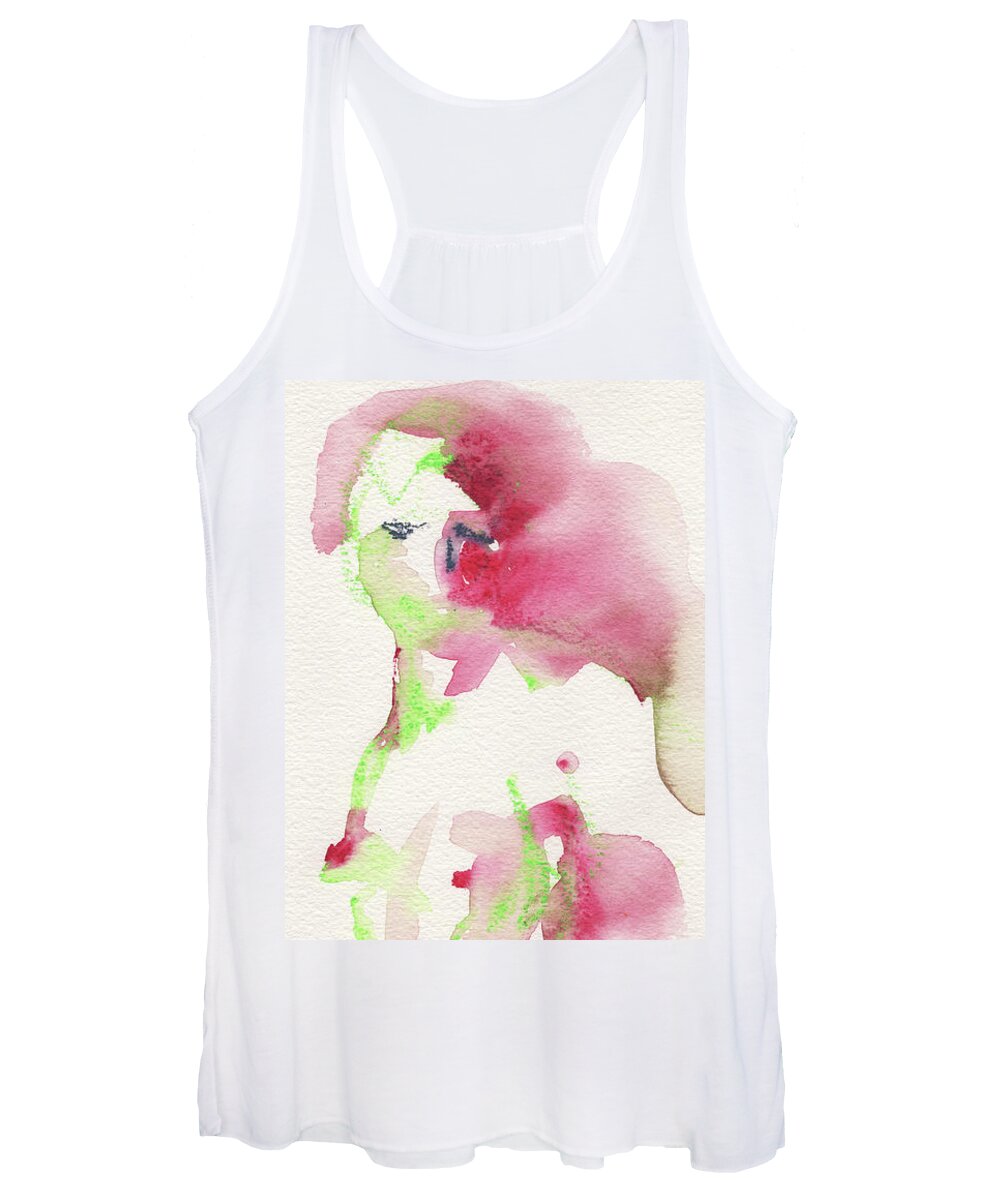 Abstract Nude Watercolour Women's Tank Top featuring the painting Studio Nude V by Roxanne Dyer