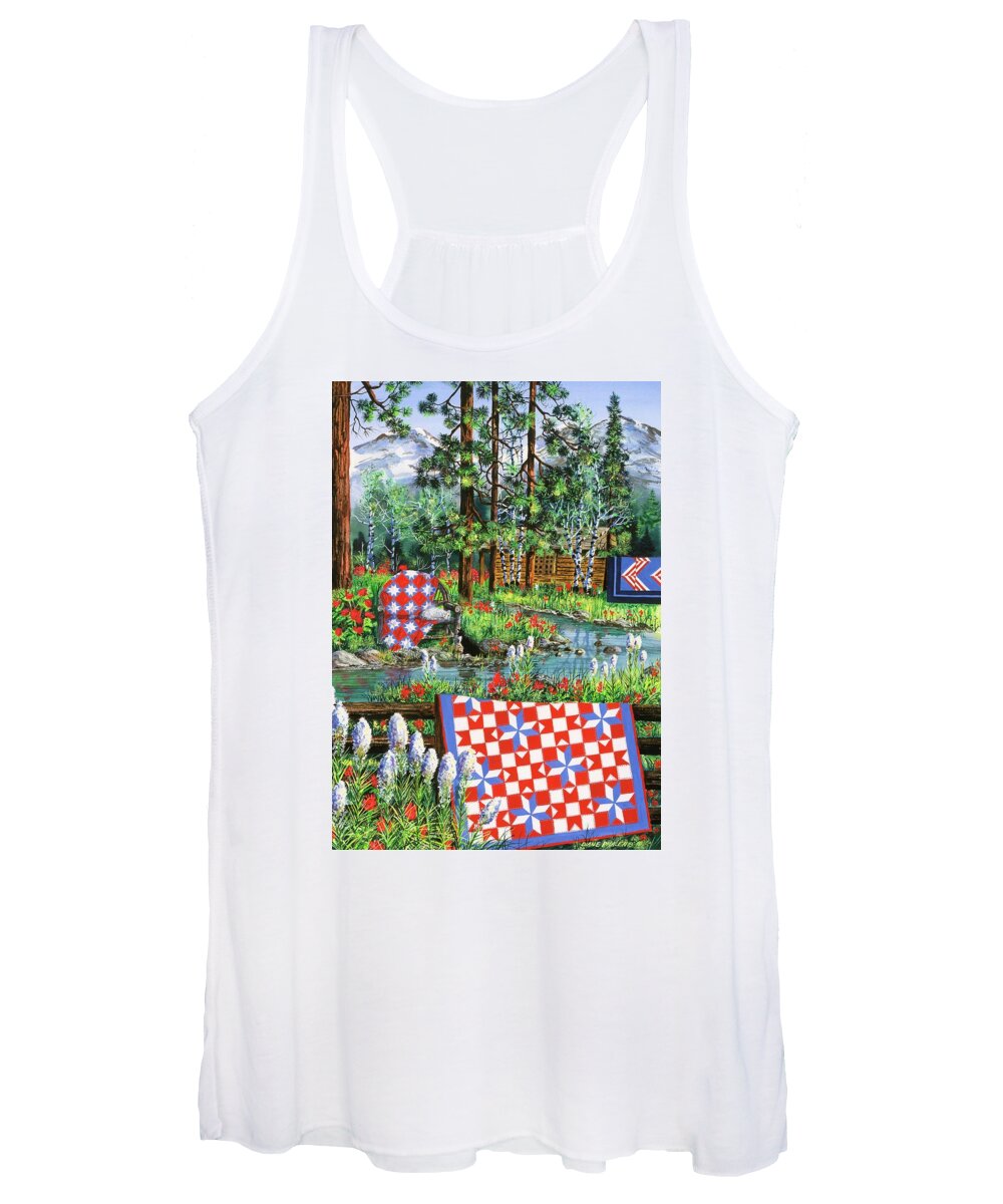 Log Cabin Women's Tank Top featuring the painting Summer Dream by Diane Phalen