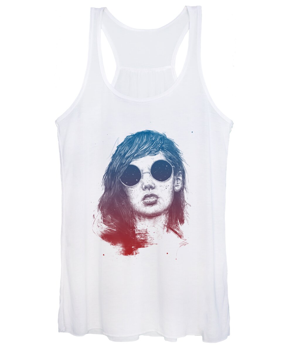 Summer Women's Tank Top featuring the drawing Summer Nights by Balazs Solti