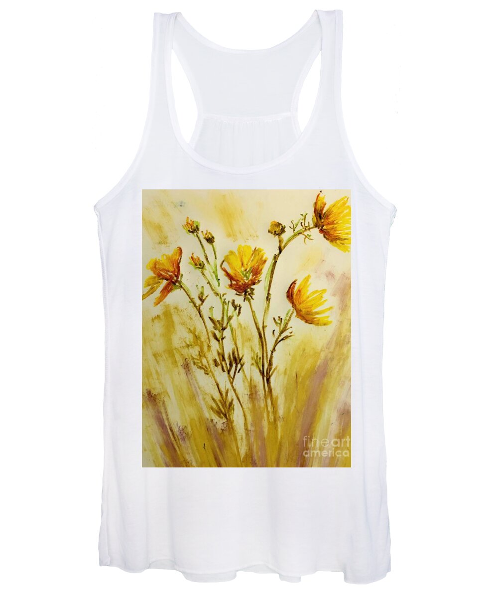 Flowers Women's Tank Top featuring the pastel Sunny Gallardia by Deb Stroh-Larson