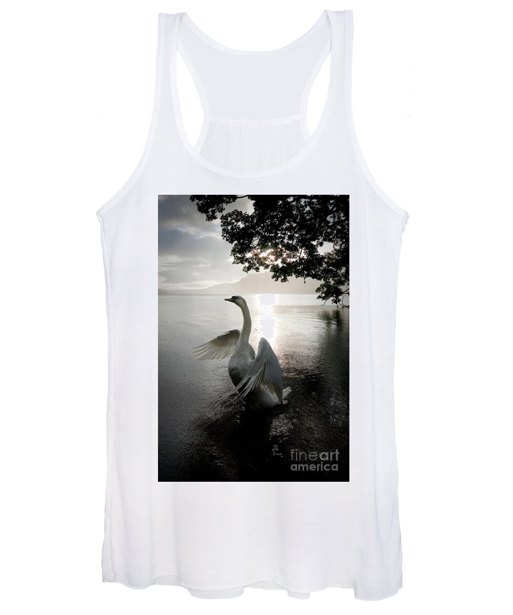 England Women's Tank Top featuring the photograph Sunrise Swan, Ullswater by Tom Holmes Photography