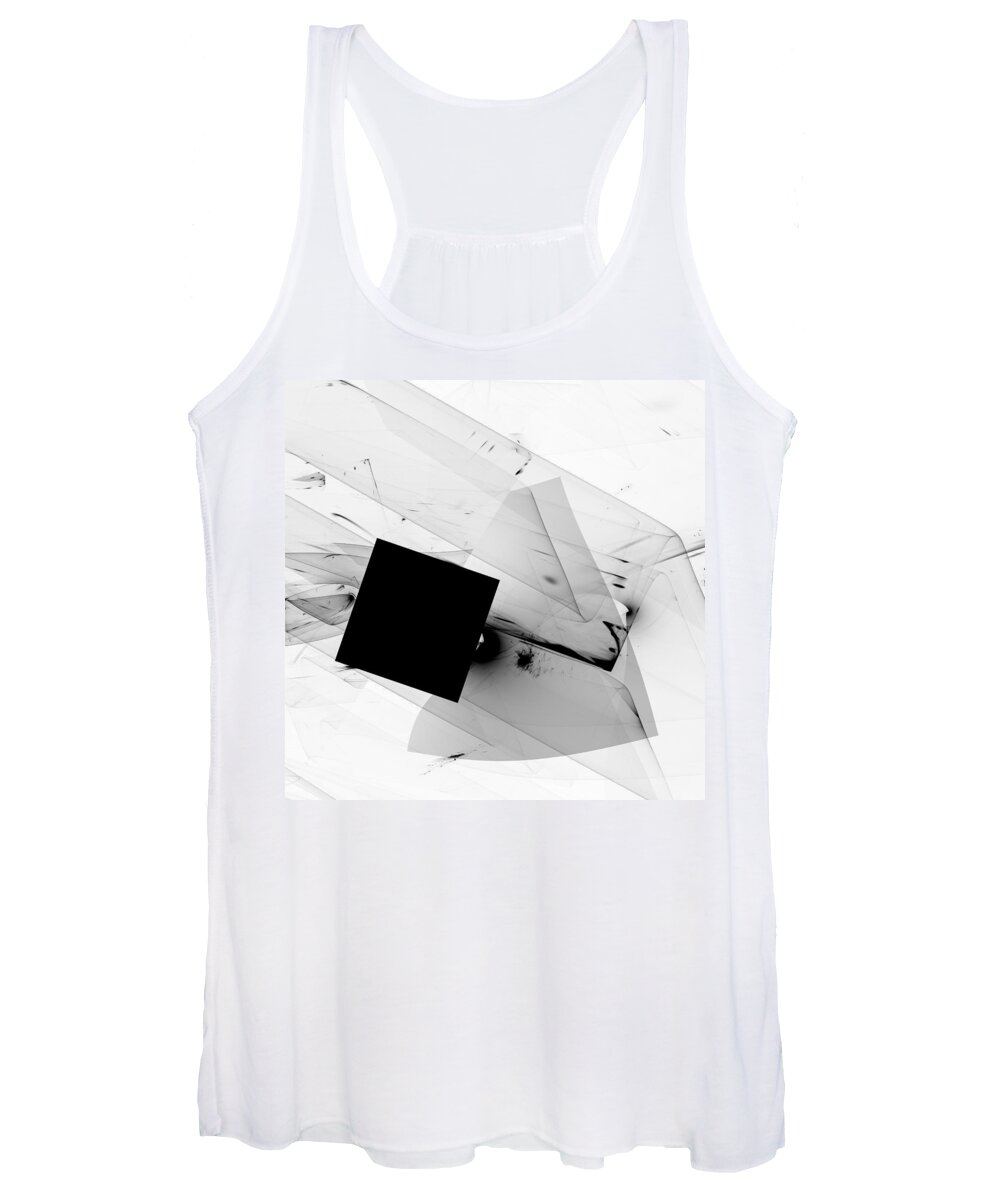 Abstract Expressionism #abstract Art #imagination#creativity#suprematism#black Square#contemporary Art #unique Design #handmade Art #black And White Women's Tank Top featuring the digital art Suprematic Square /Abstract Illustration by Aleksandrs Drozdovs