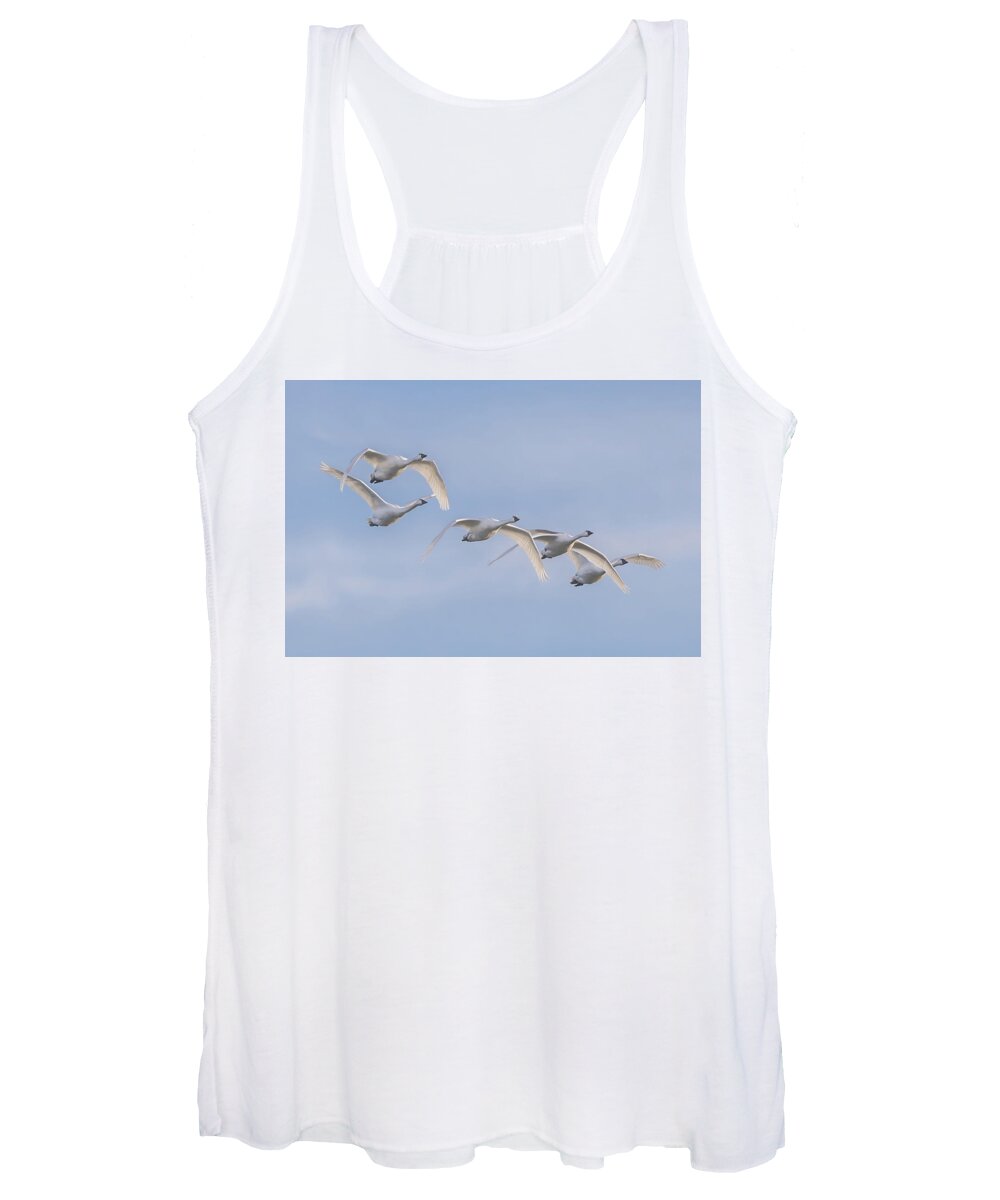 Swan Women's Tank Top featuring the photograph Swans in Flight 2 by Donna Twiford