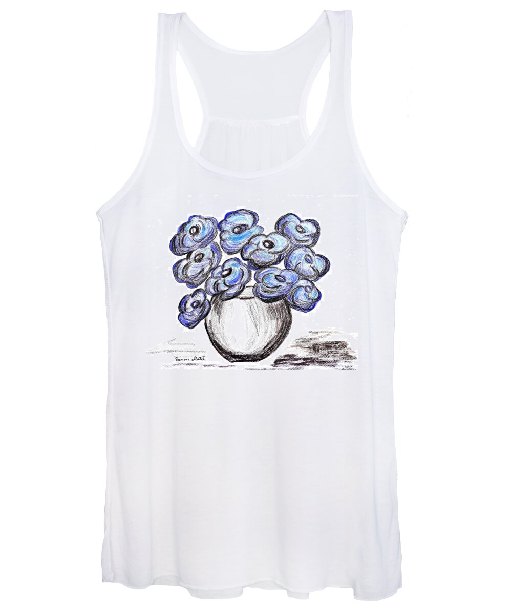 Blue Poppies Women's Tank Top featuring the painting Sweet Blue Poppies by Ramona Matei