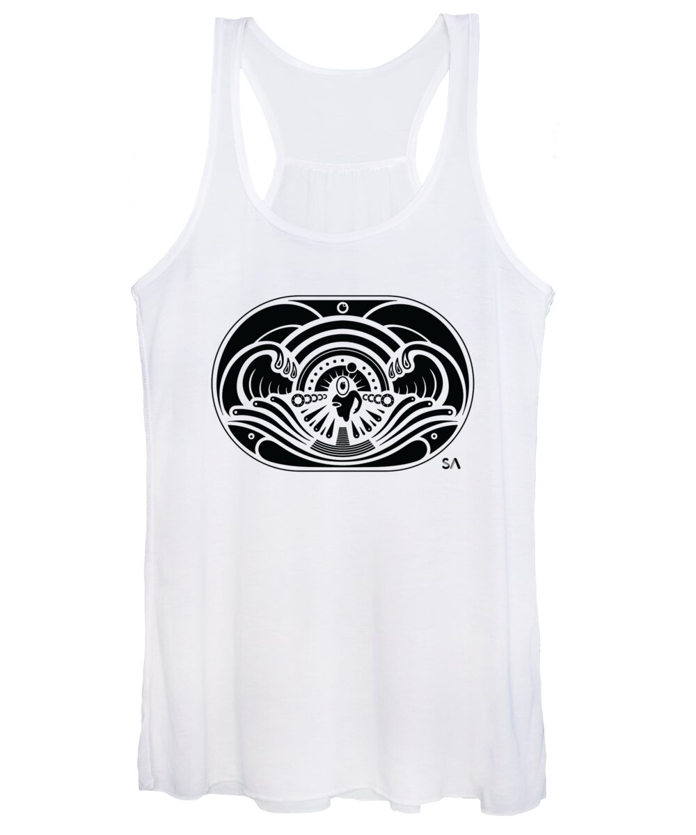 Black And White Women's Tank Top featuring the digital art Swimmer by Silvio Ary Cavalcante