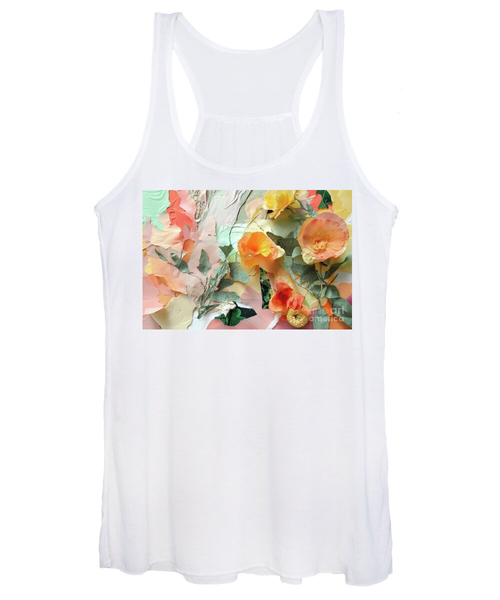 Paper Art Women's Tank Top featuring the photograph Textured floral paper artwork display by Joaquin Corbalan