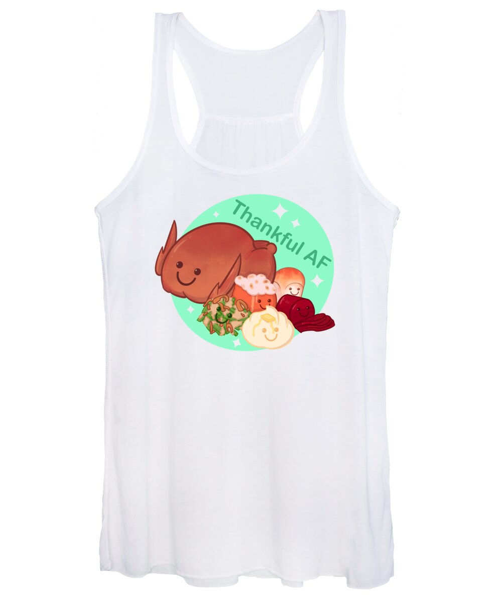 Thanksgiving Women's Tank Top featuring the drawing Thankful AF by Ludwig Van Bacon