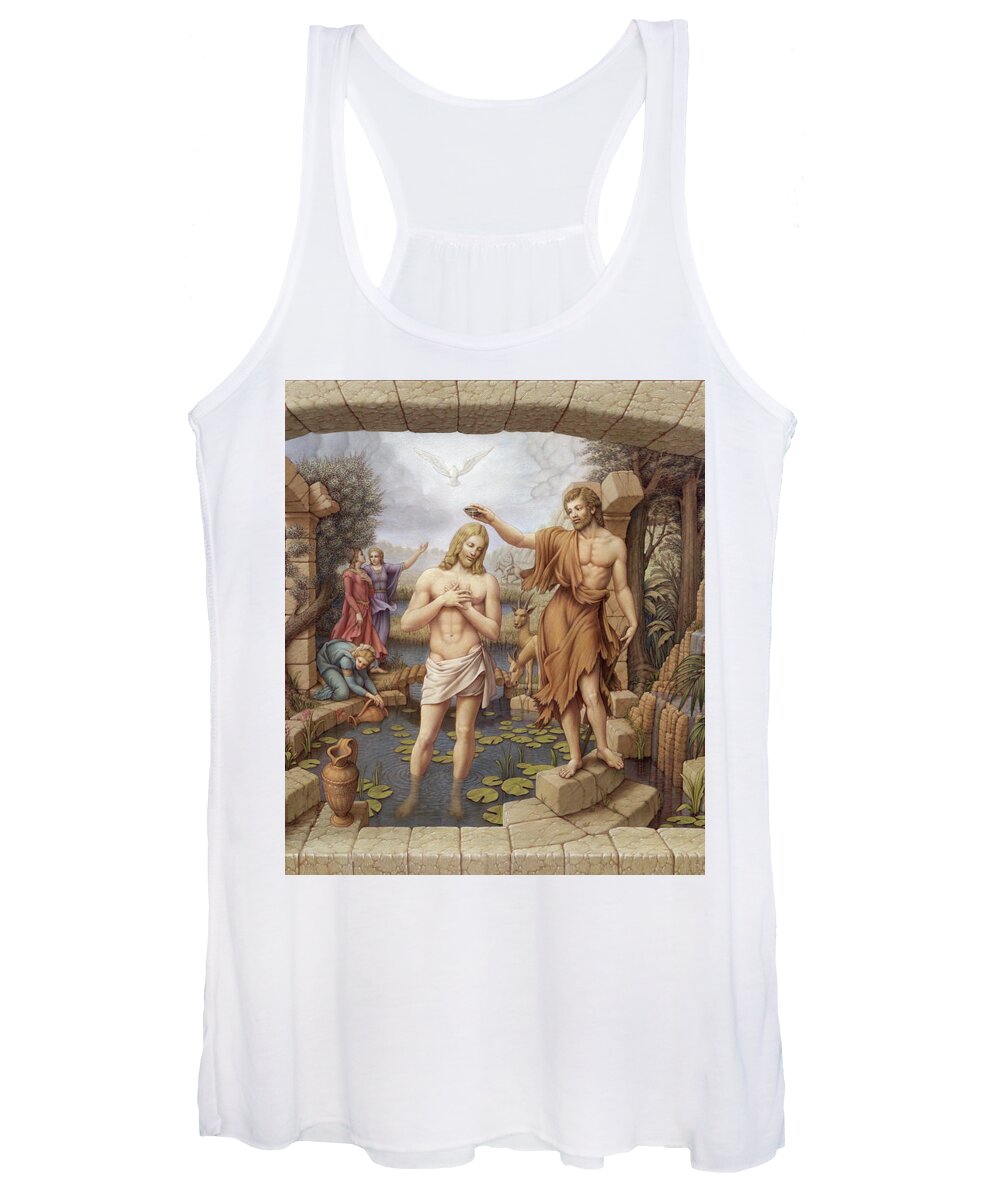 Christian Art Women's Tank Top featuring the painting The Baptism of Christ by Kurt Wenner