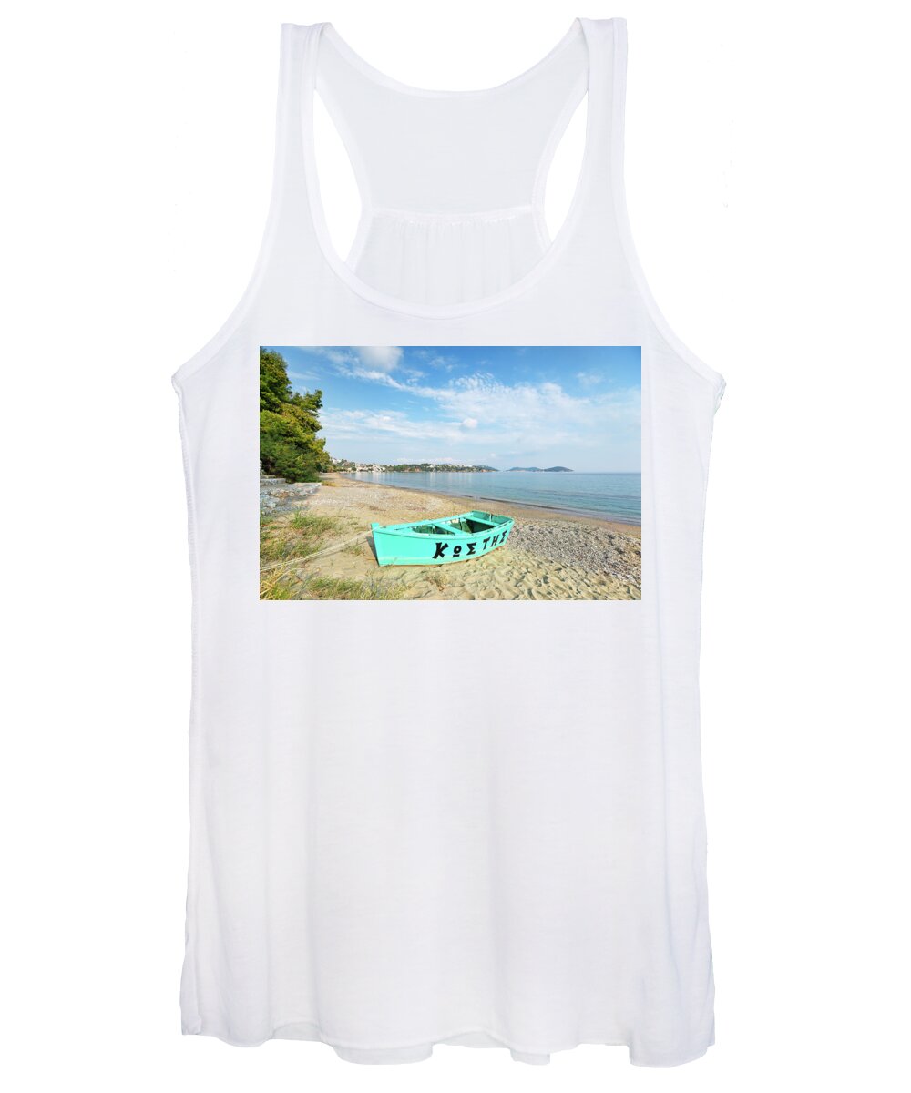 Island Women's Tank Top featuring the photograph The beach Ftelia in Skiathos, Greece by Constantinos Iliopoulos