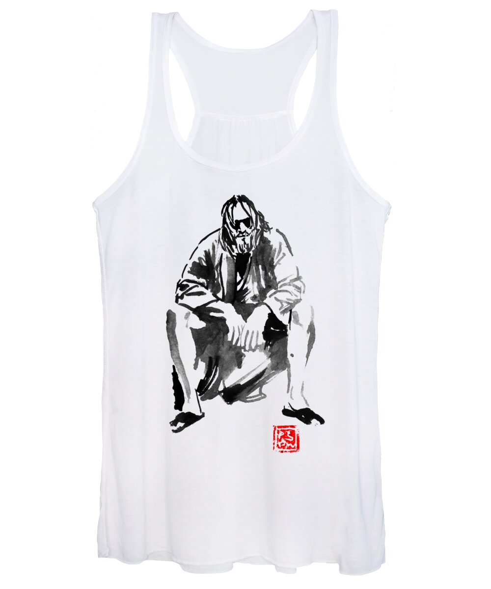 The Dude Women's Tank Top featuring the drawing The Dude 03 by Pechane Sumie