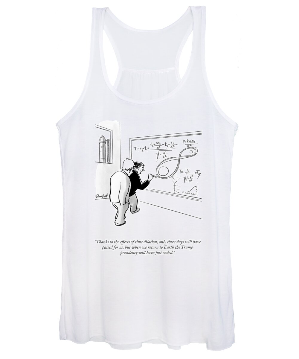 thanks To The Effects Of Time Dilation Women's Tank Top featuring the drawing The Effects of Time Dilation by Darrin Bell