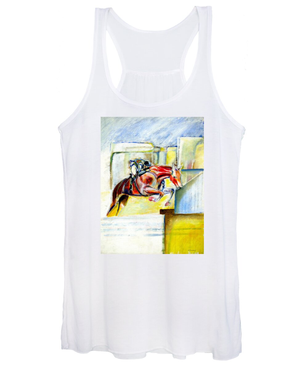Horse Women's Tank Top featuring the painting The Equestrian Horse and Rider by Tom Conway