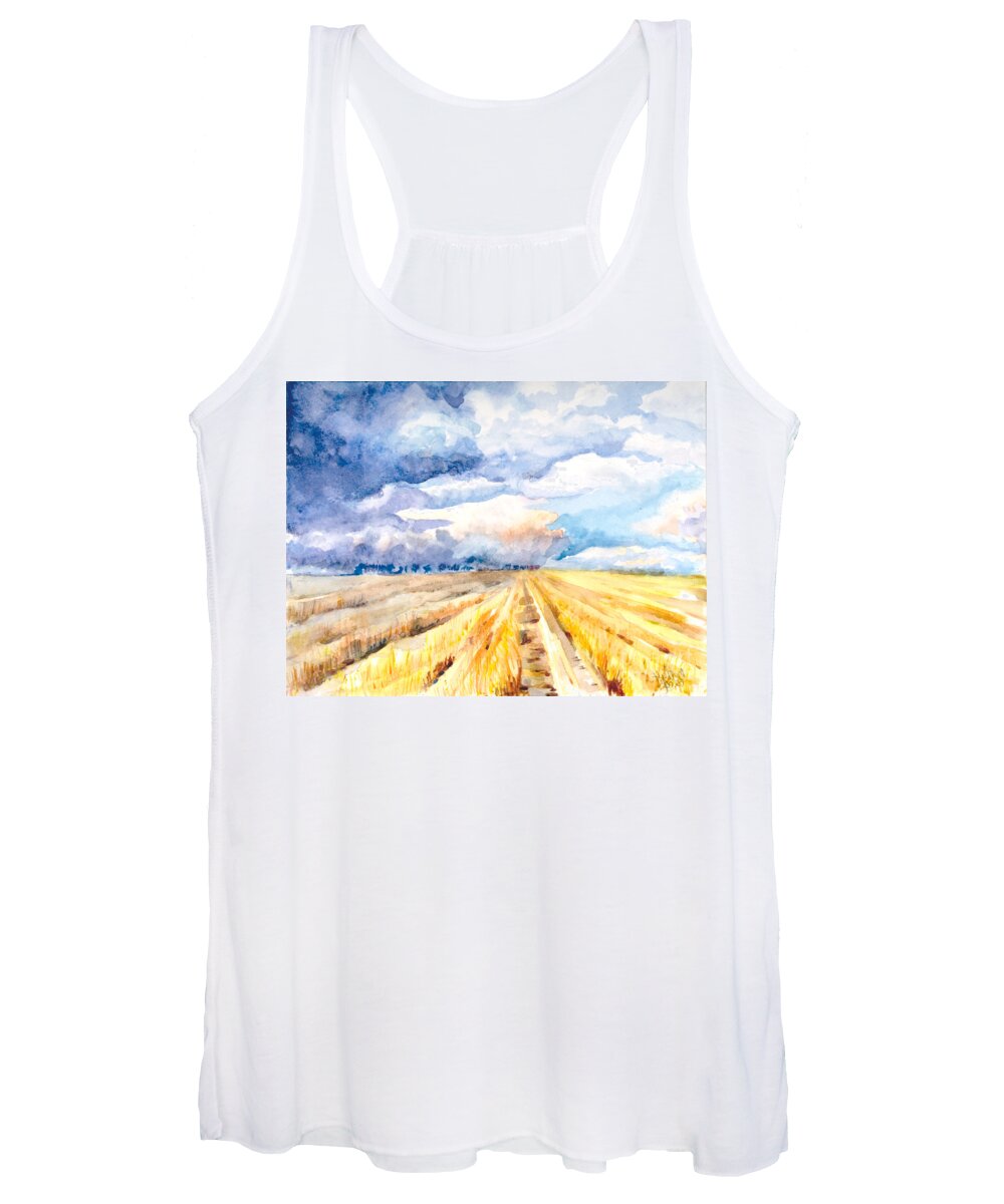 Landscape Women's Tank Top featuring the painting The Gathering Storm by Elisabeta Hermann