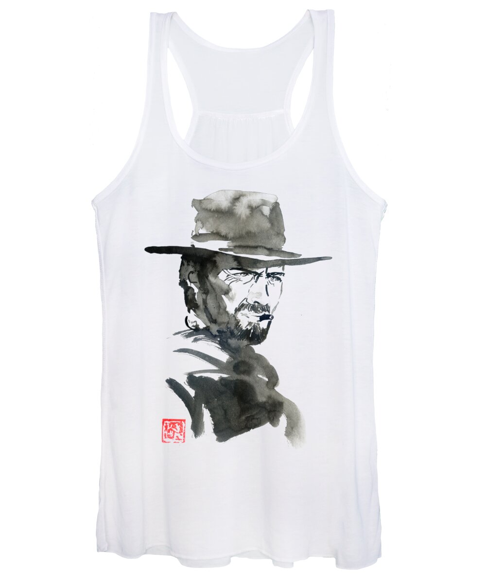 Clint Eastwood Women's Tank Top featuring the drawing The Good 04 by Pechane Sumie