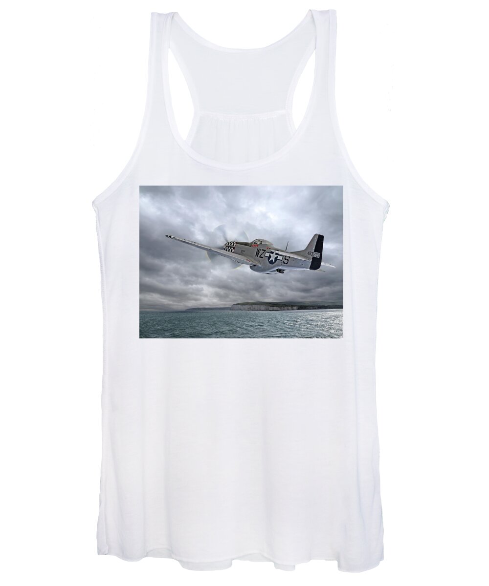 P-51 Women's Tank Top featuring the photograph The Mission - P51 Over Dover by Gill Billington