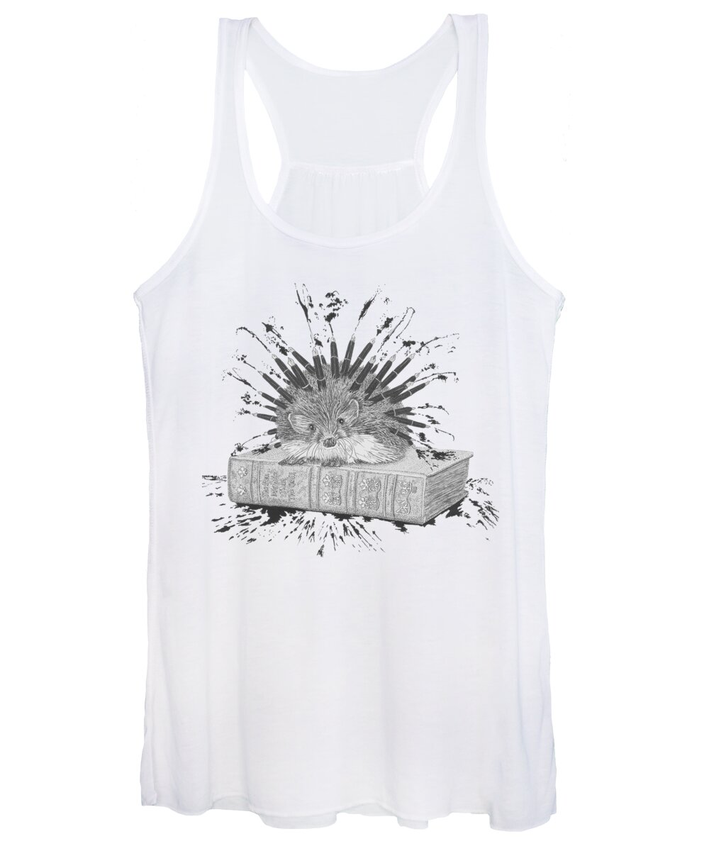 Hedgehog Women's Tank Top featuring the painting The Pen is Mightier Than the Quill by Jenny Armitage