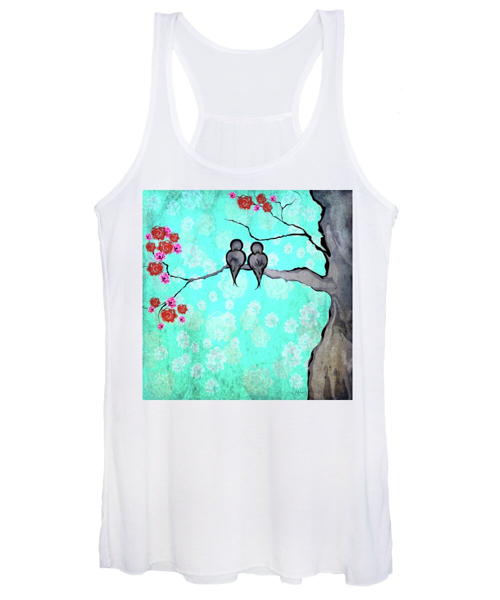 Abstract Women's Tank Top featuring the painting The Rose Tree by Sannel Larson
