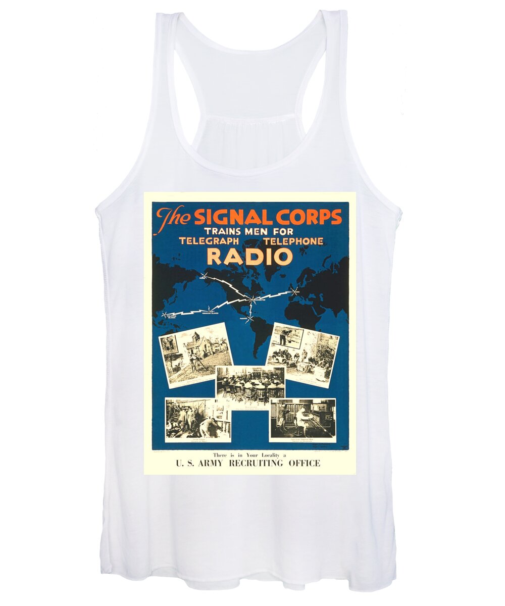 Vintage Women's Tank Top featuring the mixed media The Signal Corps Trains Men Vintage Poster 1919 by DK Digital