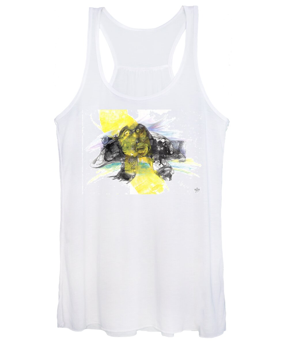 Turtle Women's Tank Top featuring the mixed media The turtle saw the sun by Maria Shchedrina