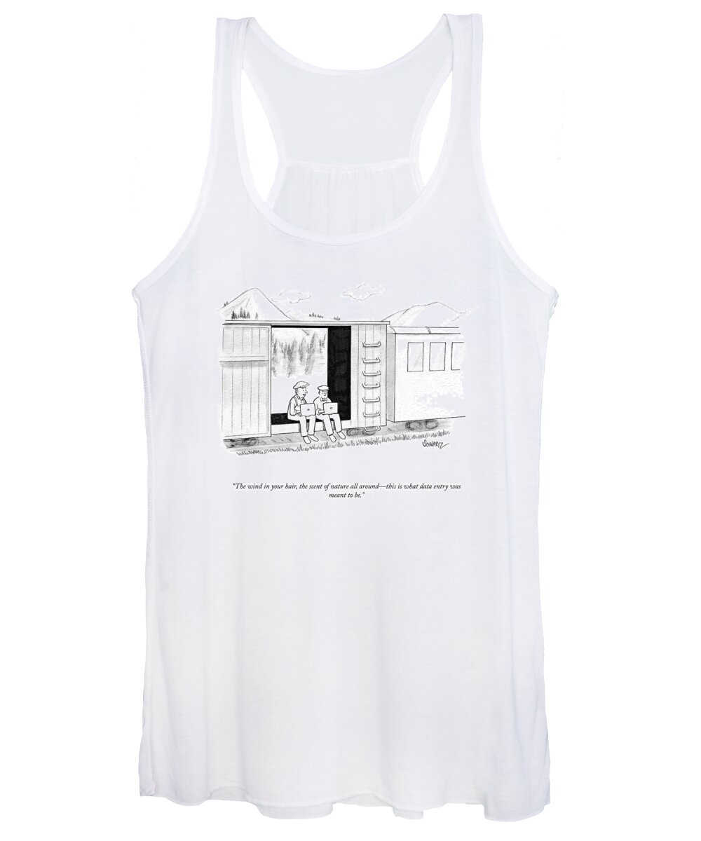 A24351 Women's Tank Top featuring the drawing The Wind In Your Hair by Benjamin Schwartz