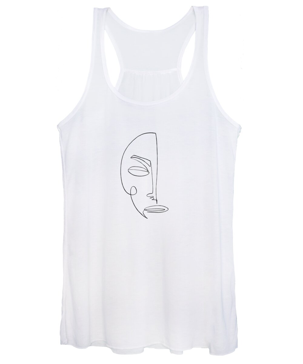 Abstract Women's Tank Top featuring the digital art Theodosia 1 - Contemporary Modern - Abstract Minimal Face Painting by Studio Grafiikka