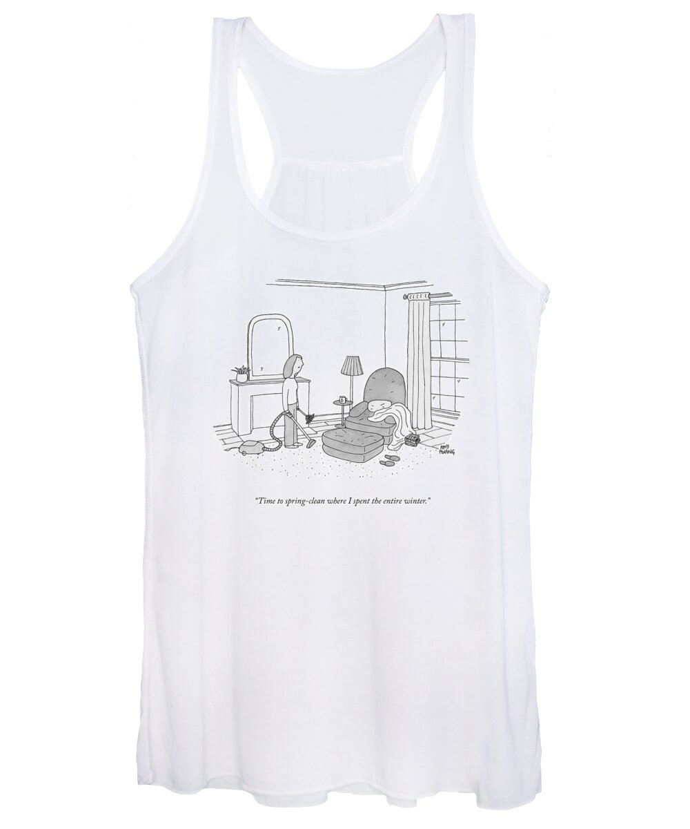 time To Spring-clean Where I Spent The Entire Winter. Women's Tank Top featuring the drawing Time To Spring Clean by Amy Hwang
