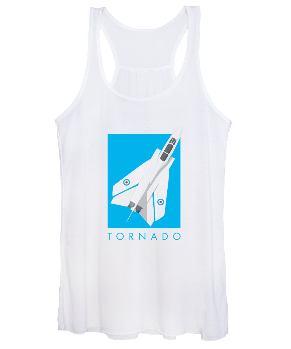 Aircraft Women's Tank Top featuring the digital art Tornado Swing Wing Jet - Cyan by Organic Synthesis
