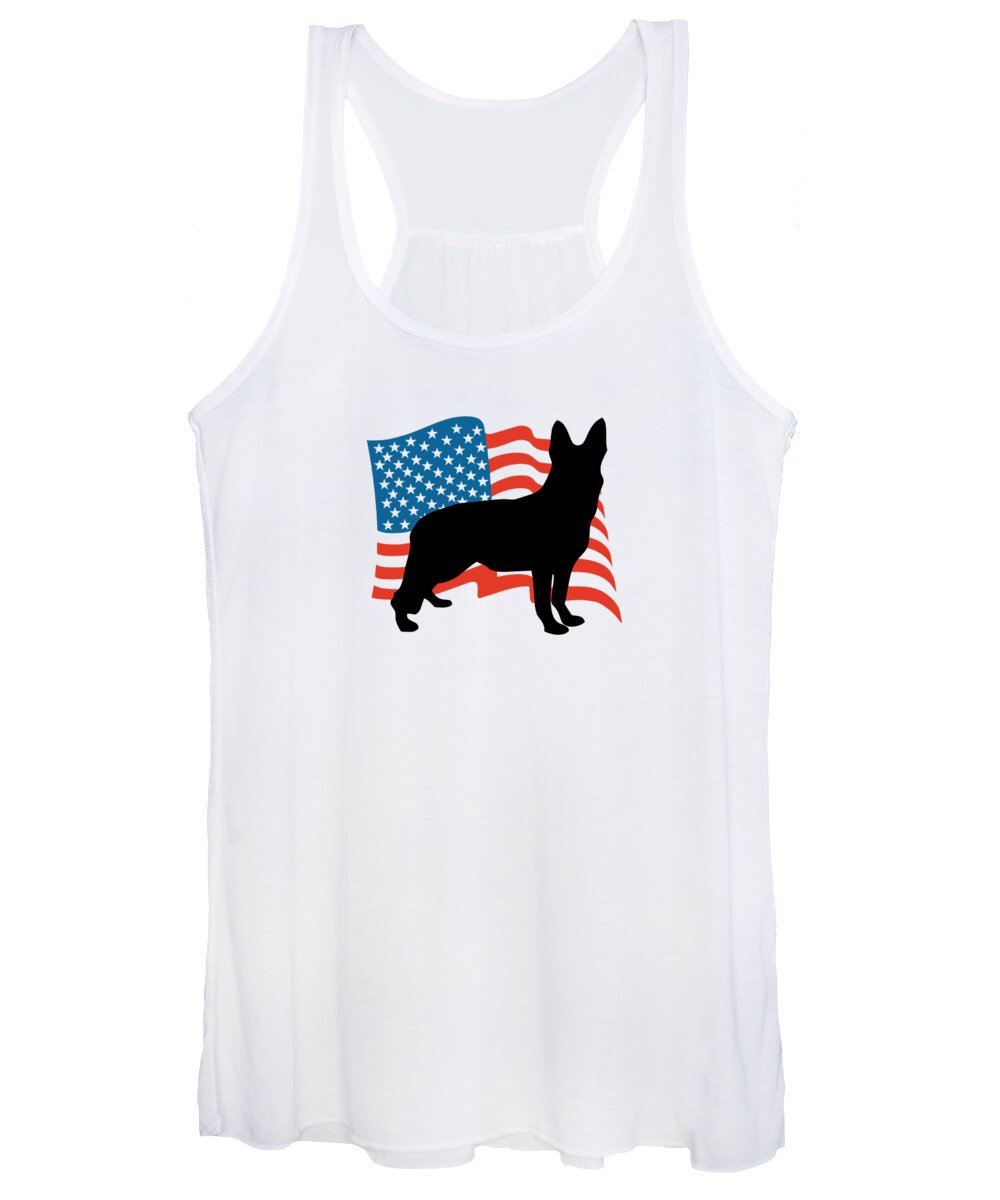 Gsp Women's Tank Top featuring the digital art USA German Shepherd Patriotic Dog American Flag by Jacob Zelazny