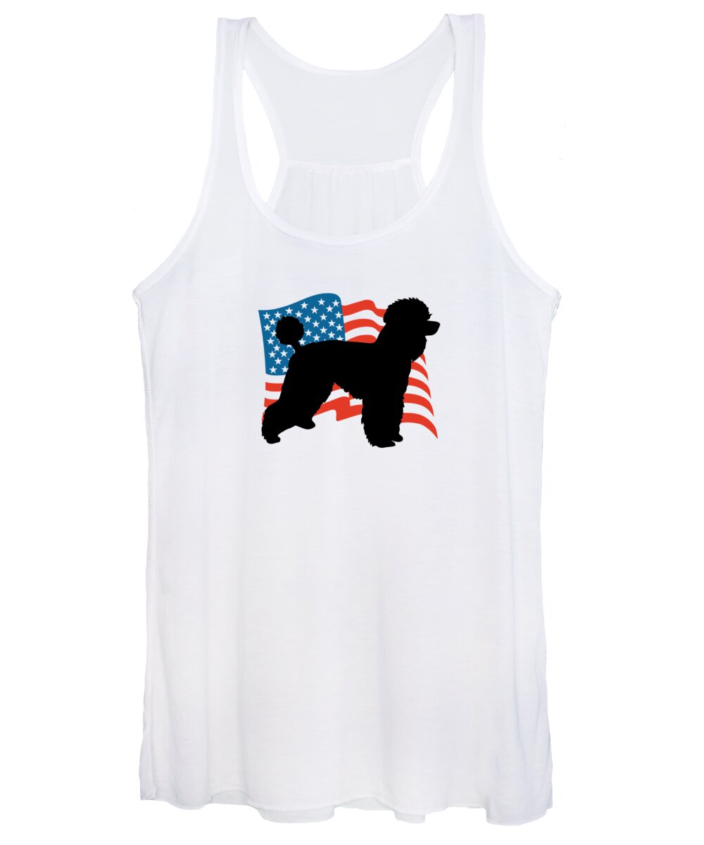 Poodle Women's Tank Top featuring the digital art USA Poodle Patriotic Dog American Flag by Jacob Zelazny