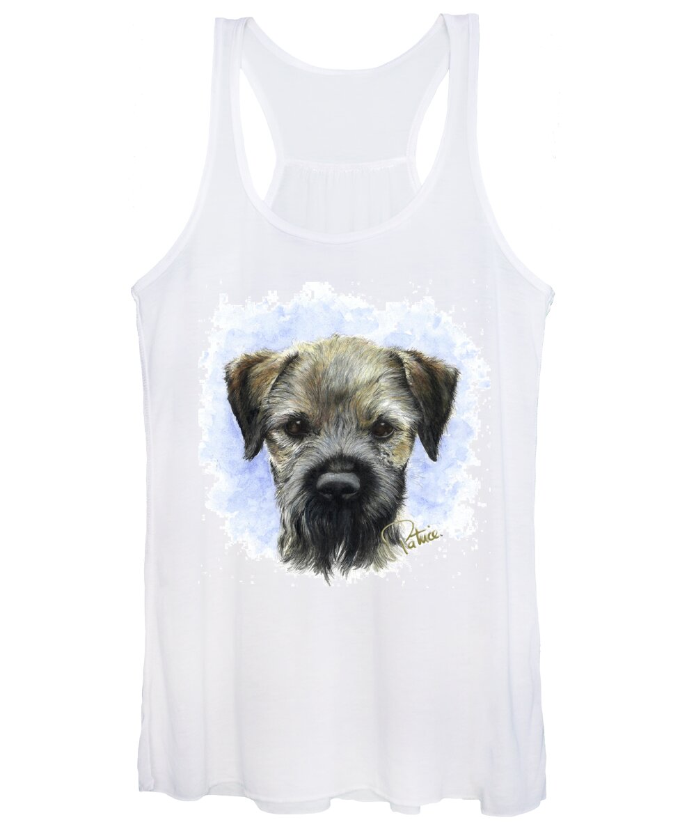 Border Terriers Women's Tank Top featuring the painting Vince's Border Terrier by Patrice Clarkson