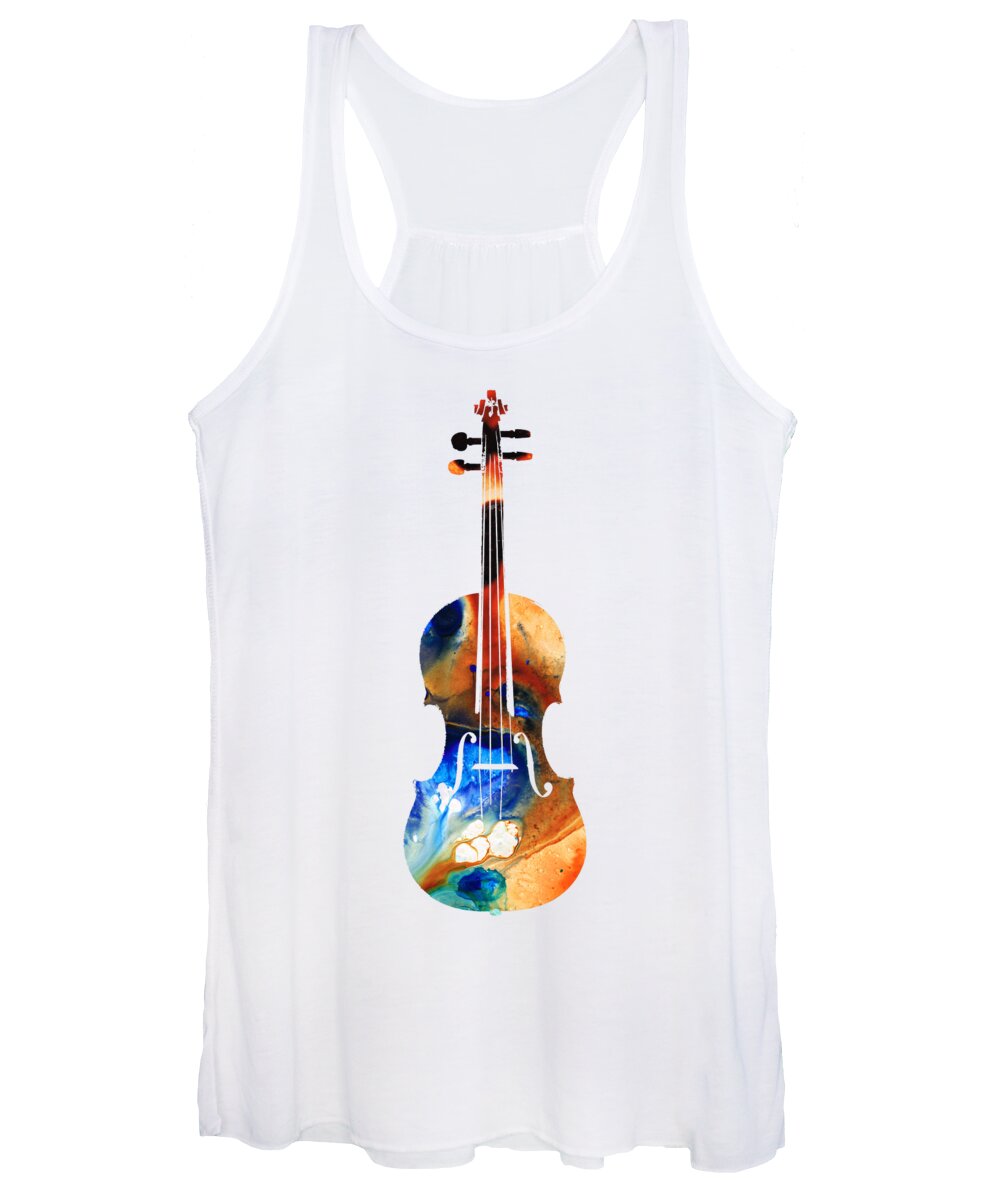 Violin Women's Tank Top featuring the painting Violin Art by Sharon Cummings by Sharon Cummings