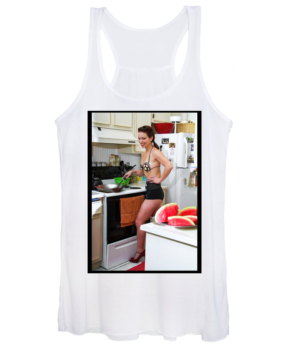 Cosplay Women's Tank Top featuring the photograph Watermelon Pinup #1 by Christopher W Weeks