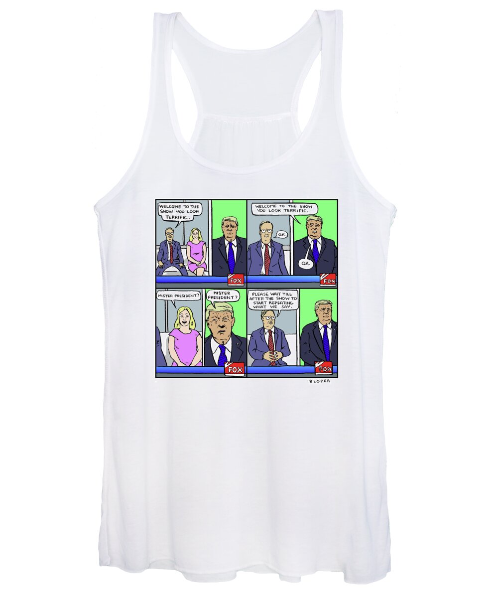 Captionless Women's Tank Top featuring the drawing Welcome To The Show by Brendan Loper