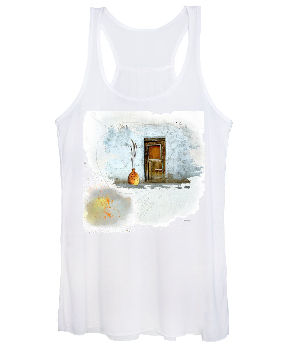 Old Women's Tank Top featuring the mixed media What Lies Behind this Locked Door? by Moira Law