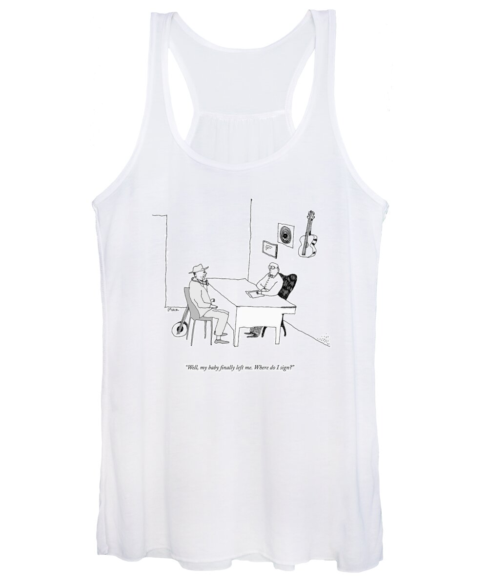 A26210 Women's Tank Top featuring the drawing Where Do I Sign? by Liana Finck
