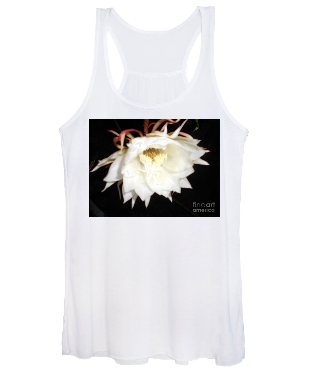 White Women's Tank Top featuring the photograph White wild flower by Nancy Graham