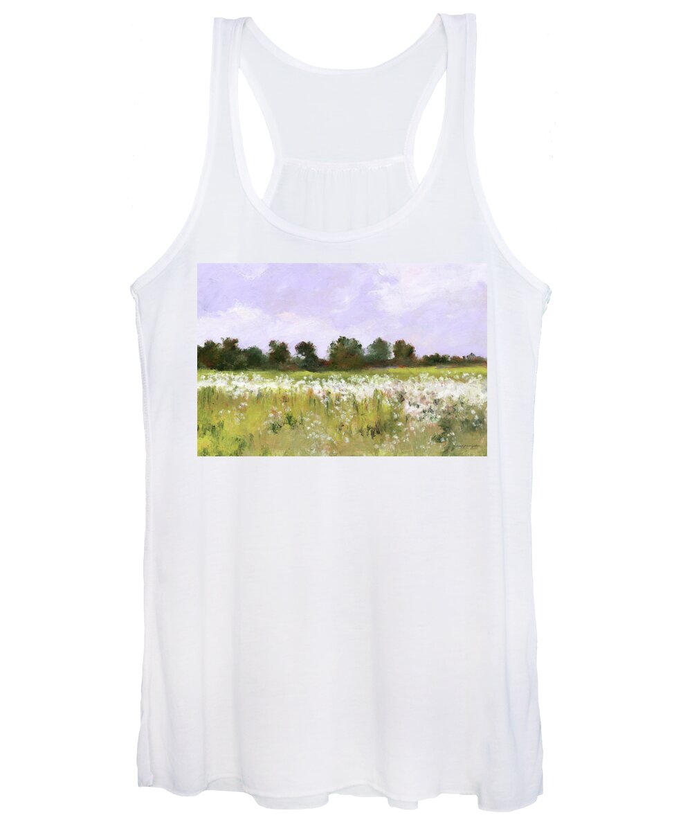 Fields Women's Tank Top featuring the painting White Wildflowers by J Reifsnyder