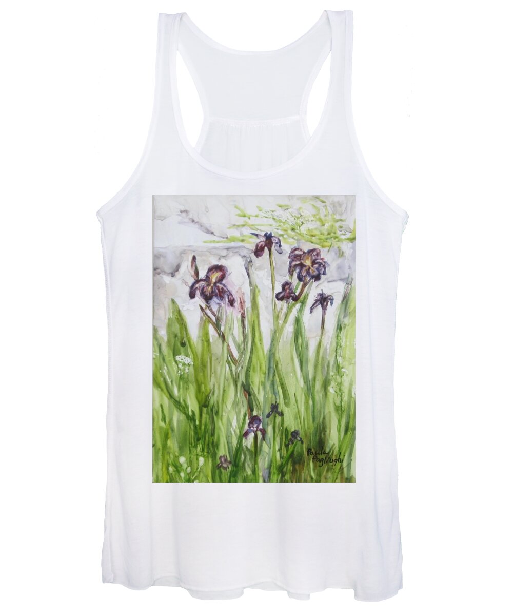 Painting Women's Tank Top featuring the painting Wild Iris by Paula Pagliughi