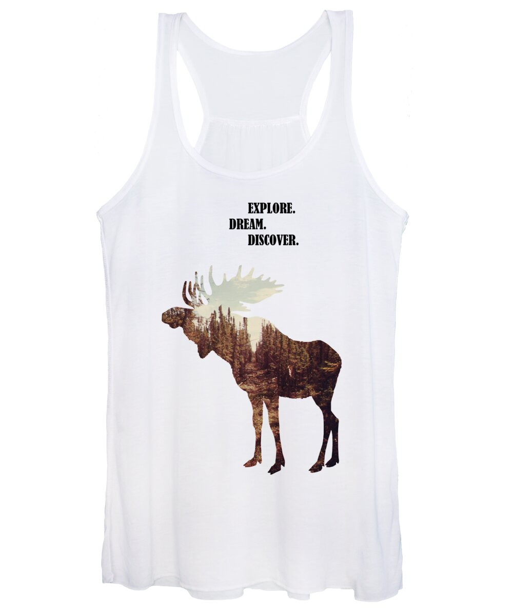 Moose Women's Tank Top featuring the digital art Wildlife moose quote by Madame Memento