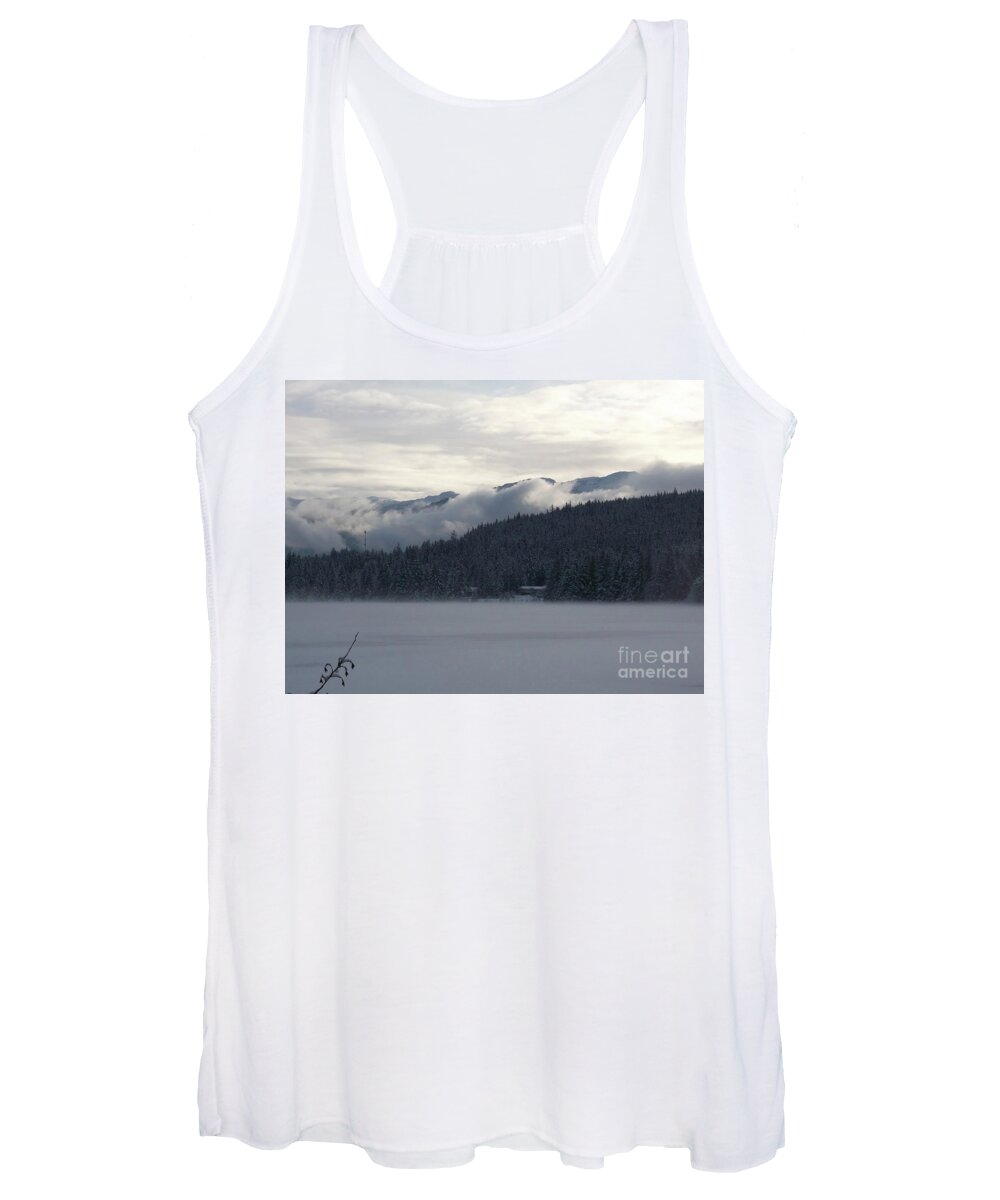 #alaska #juneau #ak #cruise #tours #vacation #peaceful #aukelake #snow #winter #cold #postcard #morning #dawn Women's Tank Top featuring the photograph Winter Escape by Charles Vice