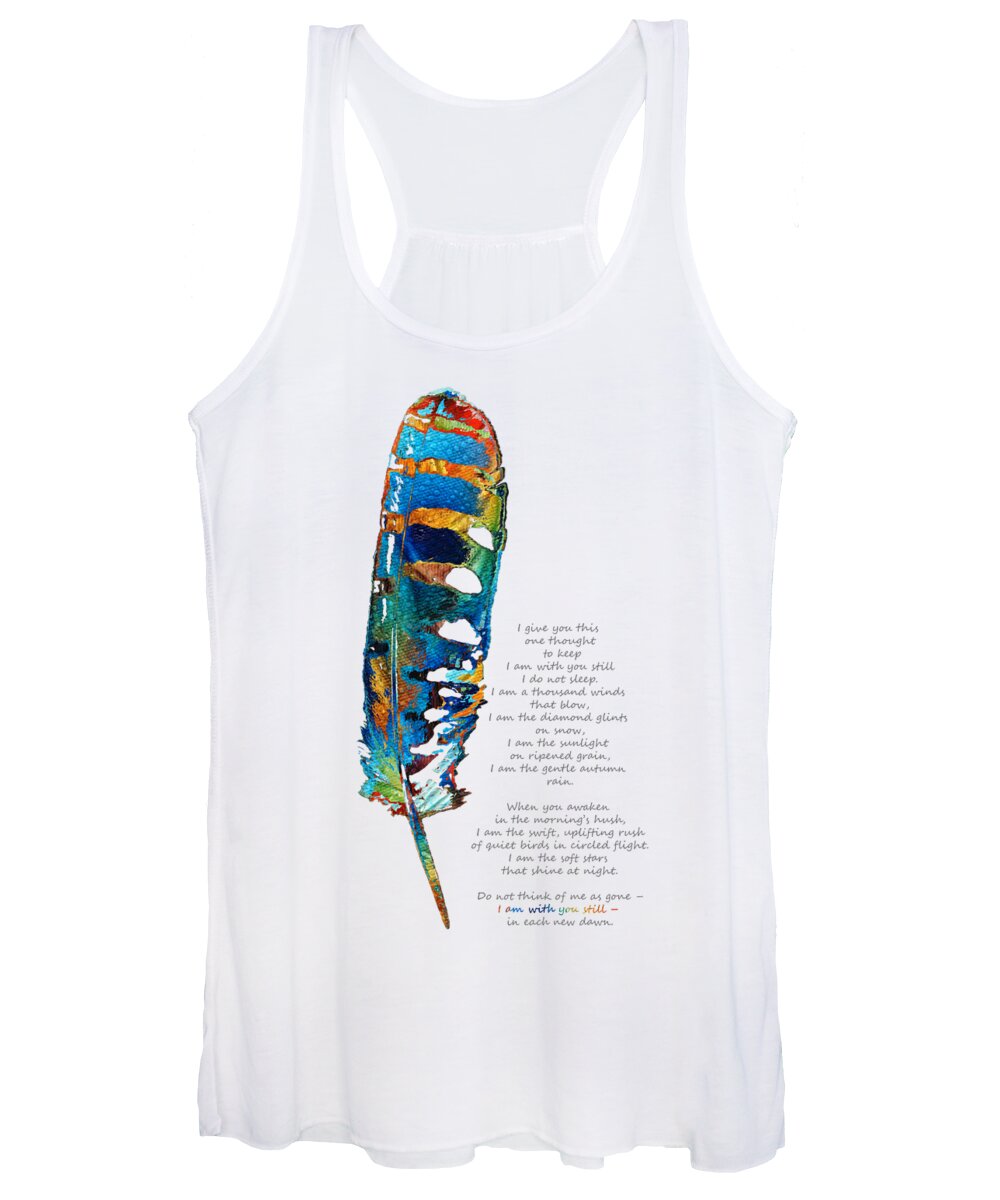 Feather Women's Tank Top featuring the painting With You Still - Comforting Art - Sharon Cummings by Sharon Cummings