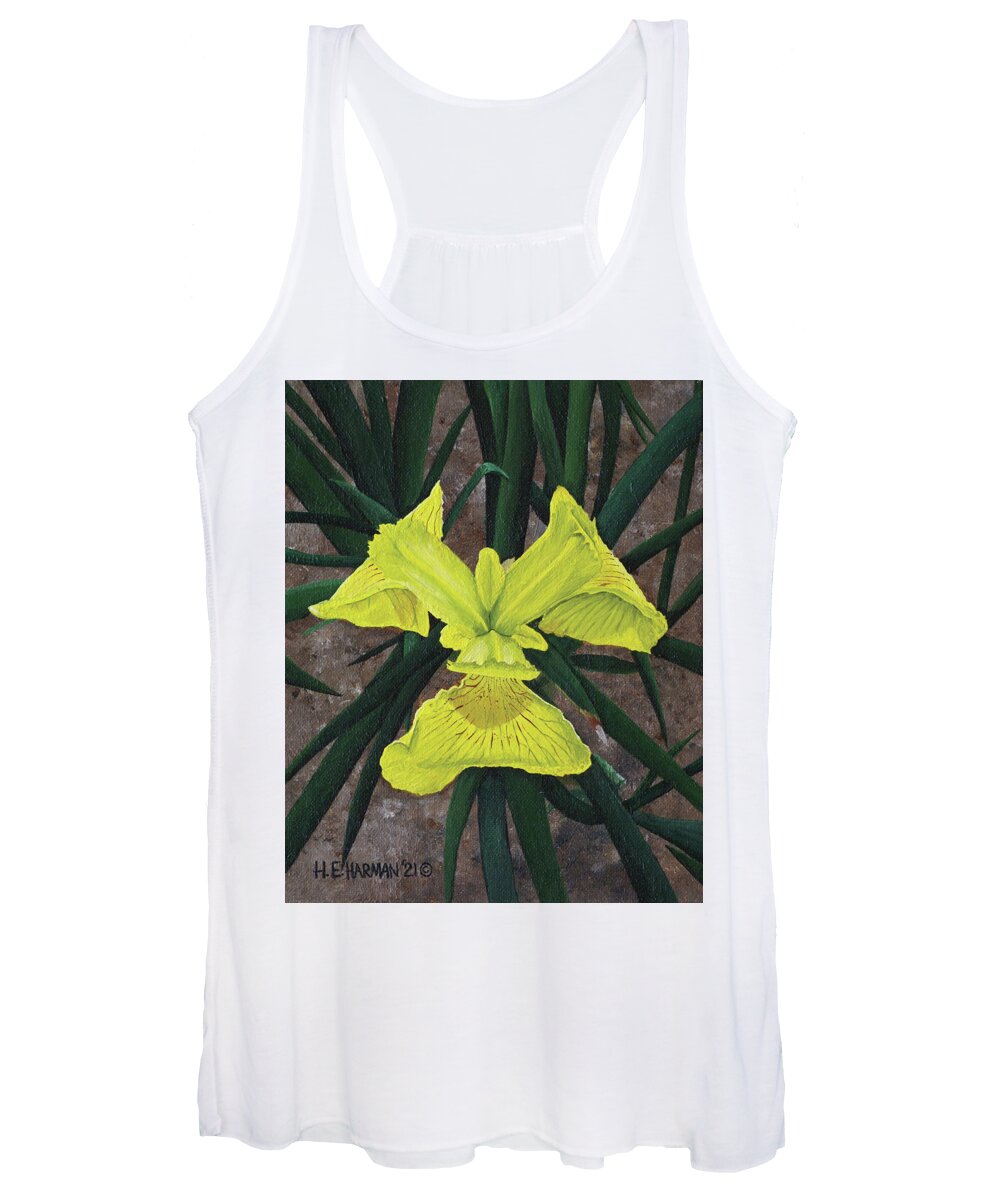 Yellow Flag Women's Tank Top featuring the painting Yellow Flag by Heather E Harman