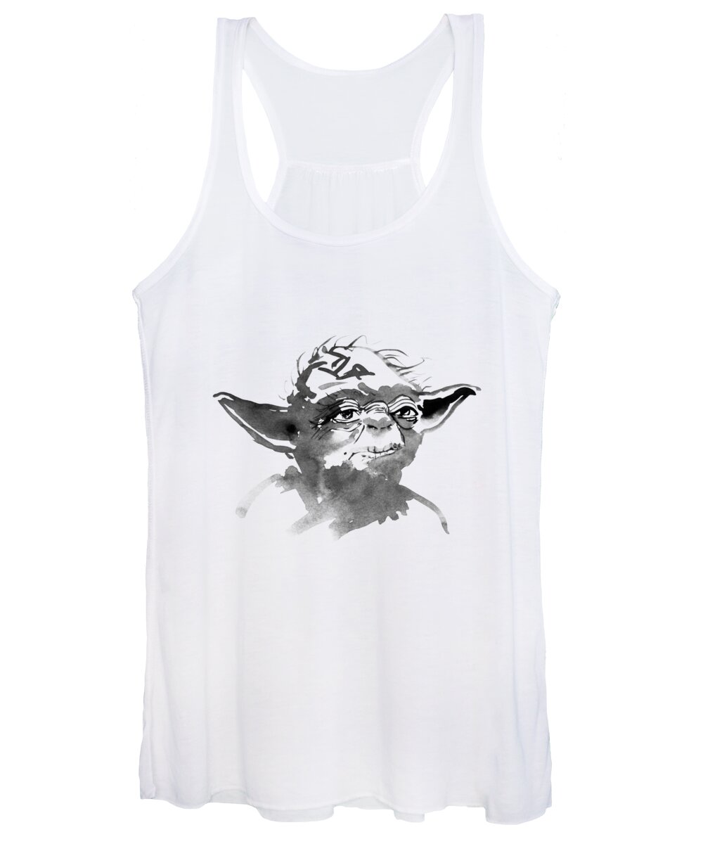 Yoda Women's Tank Top featuring the painting Yoda Master by Pechane Sumie