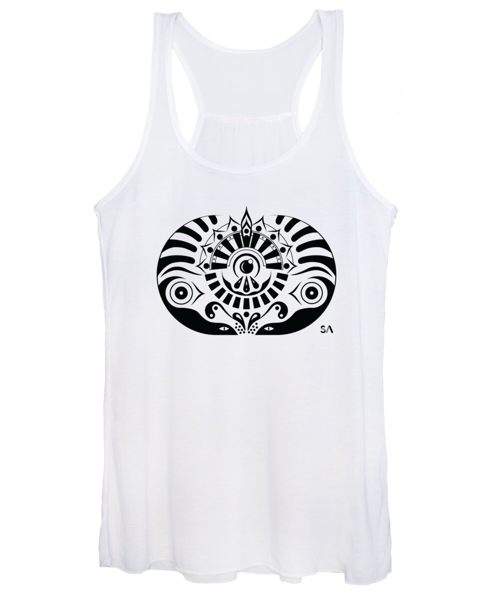 Black And White Women's Tank Top featuring the digital art Yoga by Silvio Ary Cavalcante
