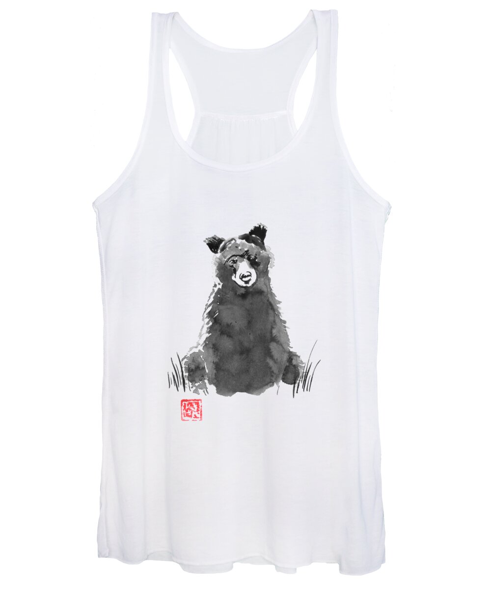 Ours Women's Tank Top featuring the drawing Young Bear by Pechane Sumie